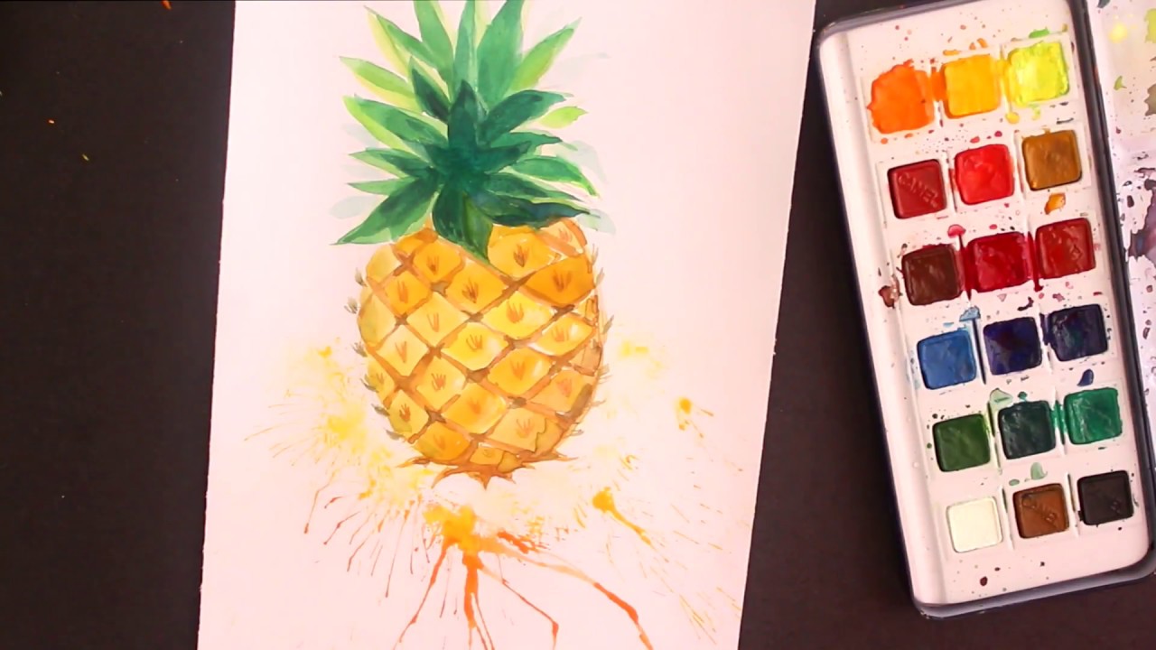 1280x720 Easy Watercolor Pineapple Painting Tutorial Step By Step Artxo