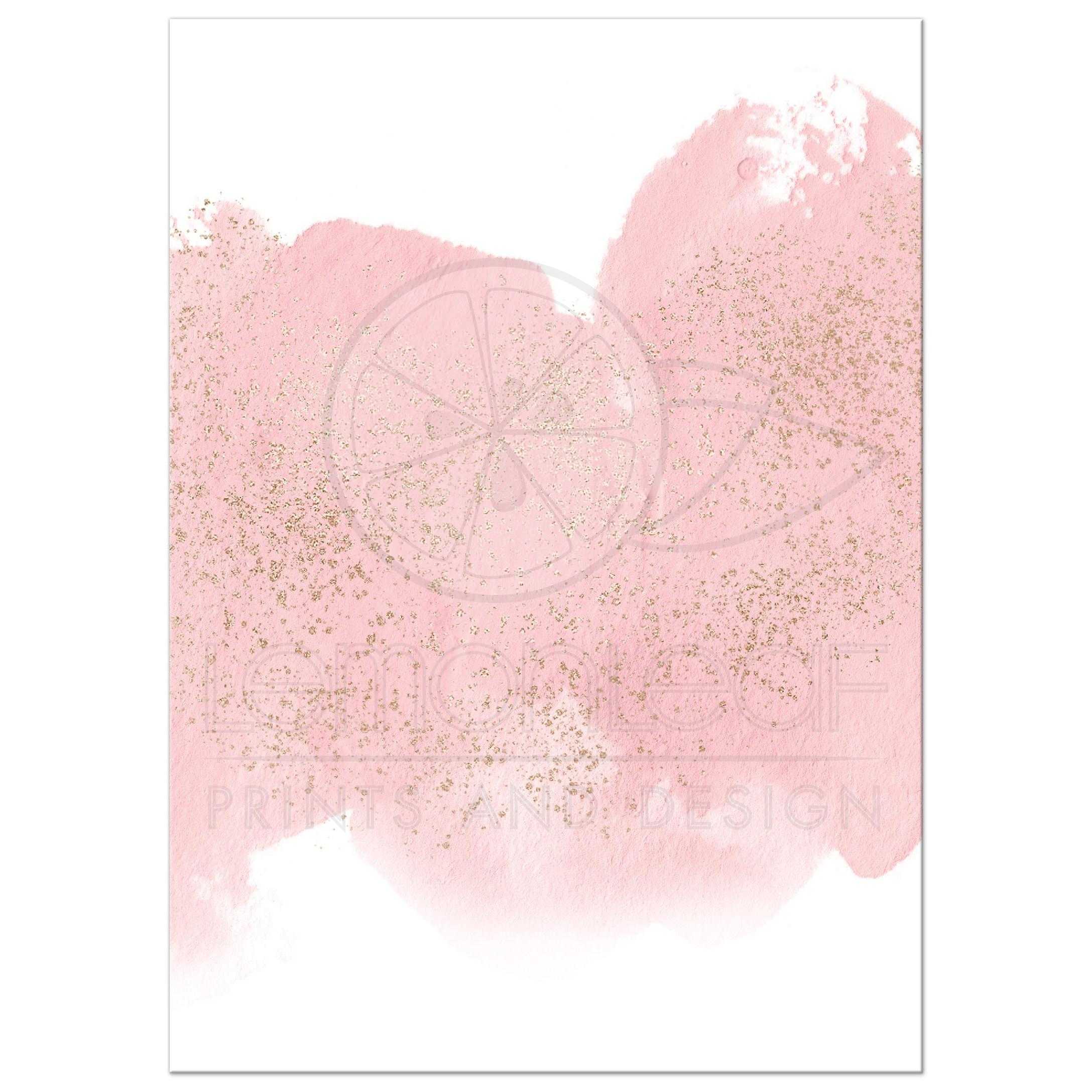 2175x2175 Navy, Pink, White Geometric Shape Watercolor Wedding Invitation
