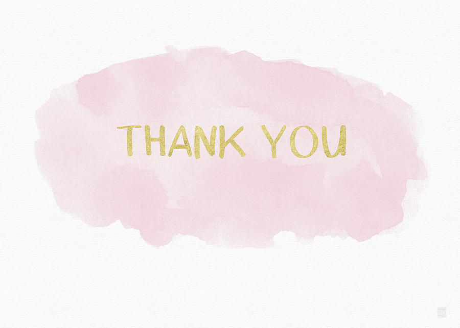 900x642 Pink And Gold Watercolor Wash Thank You Art By Linda Woods