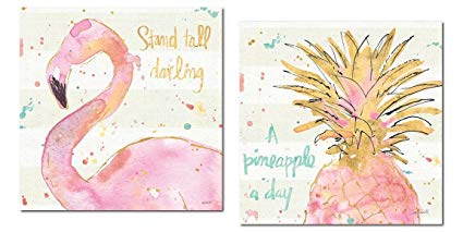 425x213 Gango Home Tropical Hot Pink And Gold Watercolor