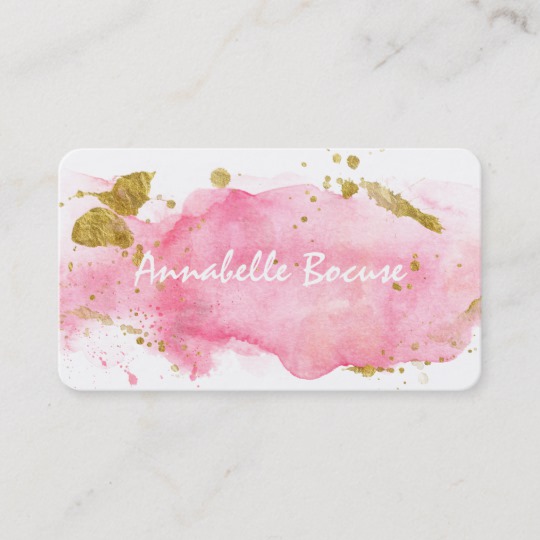 540x540 Pink Gold Watercolor Splat Business Card