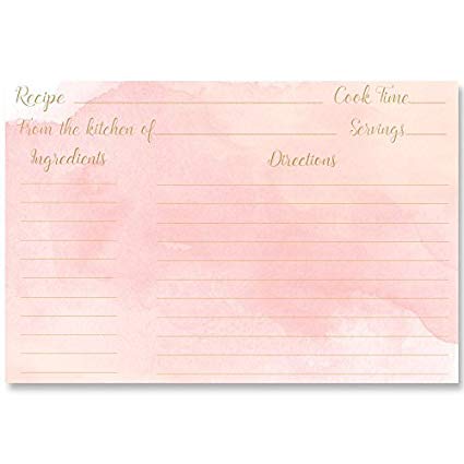 425x425 Recipe Cards, Pink, Gold, Pink And Gold, Watercolor