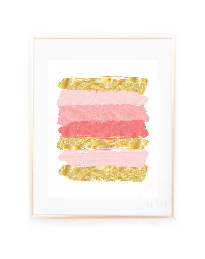812x1024 Watercolor Pink Gold Foil Brush Strokes