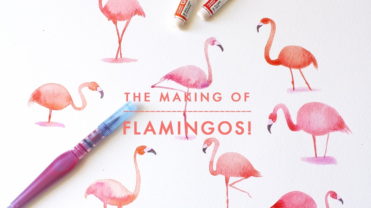 1280x720 How To Watercolor X Pink Flamingos! Pattern Design