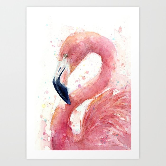 700x700 Pink Flamingo Watercolor Art Print By Olechka Society6