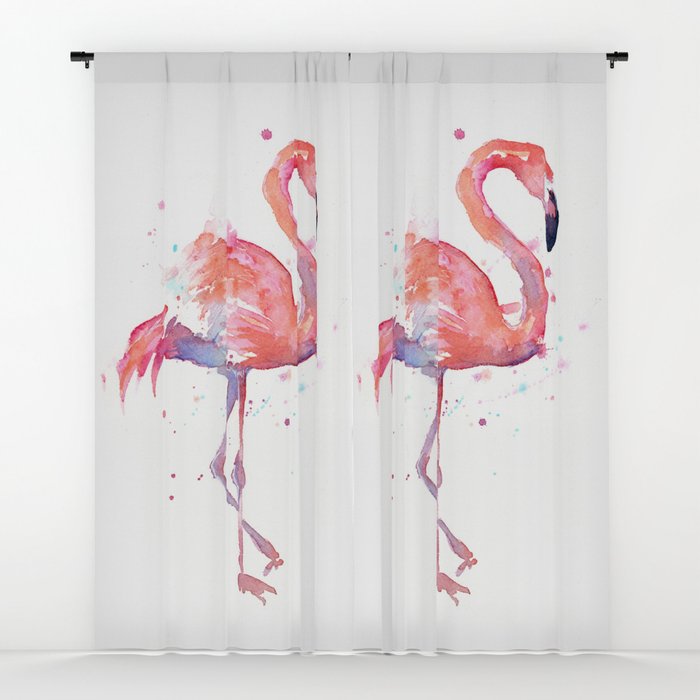 700x700 Pink Flamingo Watercolor Tropical Animals Bird Window Curtains By