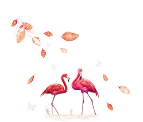 600x512 Souq Pink Flamingo Watercolor Wall Decal Kit