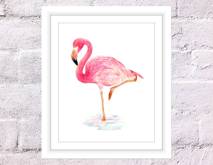 690x534 Flamingo Print, Watercolour Pink Breezy Bird Goodies