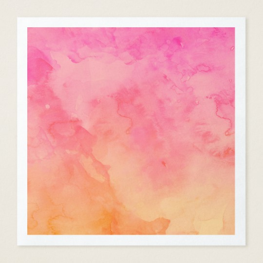 540x540 Ombre Summer Pink Orange Sunset Watercolor Wash Paper Napkin