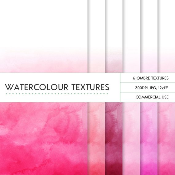 570x570 Pink Ombre Watercolor Digital Papers Commercial Use Etsy