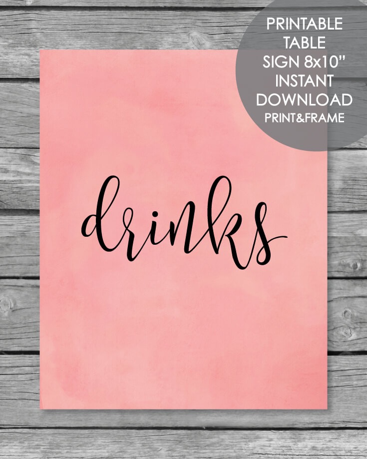 735x919 Printable Drinks Table Sign