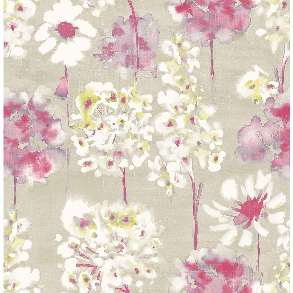 1000x1000 A Street Marilla Pink Watercolor Floral Wallpaper Sample 2656