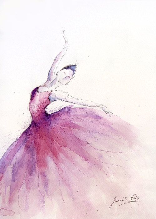 500x703 Original Watercolor Art Painting Of Ballerina By Ewa Gawlik In