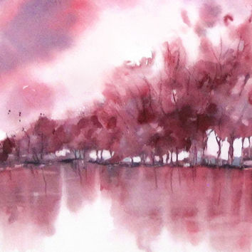 354x354 Abstract Watercolor, Pink Wall Art