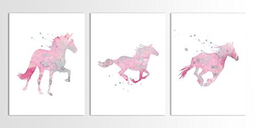 500x250 Horse Watercolor Art, Horse Painting, Pink And Gray