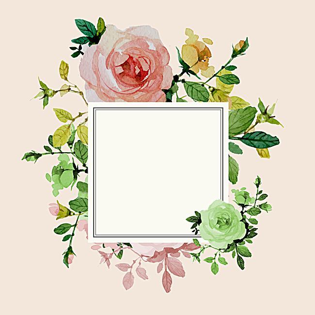 650x650 Vector Drawing Art Painted Flowers Border Background, Vector, Pink