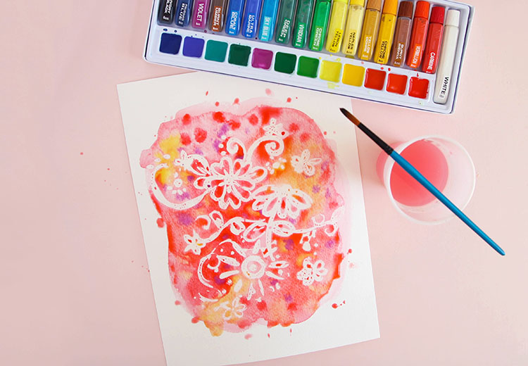 750x520 Watercolor Art Resist Painting Tutorial