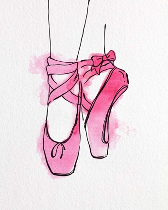 346x432 Ballet Shoes En Pointe Pink Watercolor Part Iii Fine Art Print By