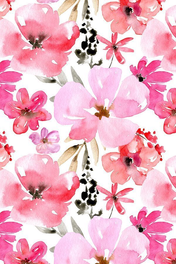 600x900 Red And Pink Watercolor Flowers By Peachbloom