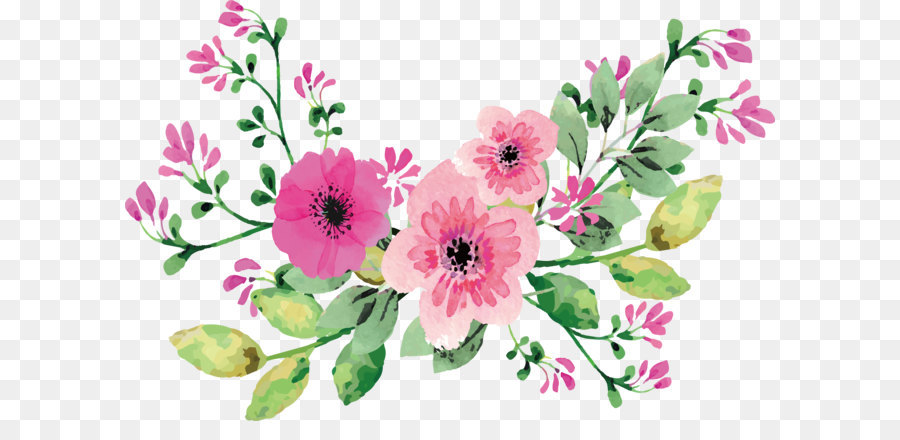 900x440 Romantic Watercolor Flowers Png Download