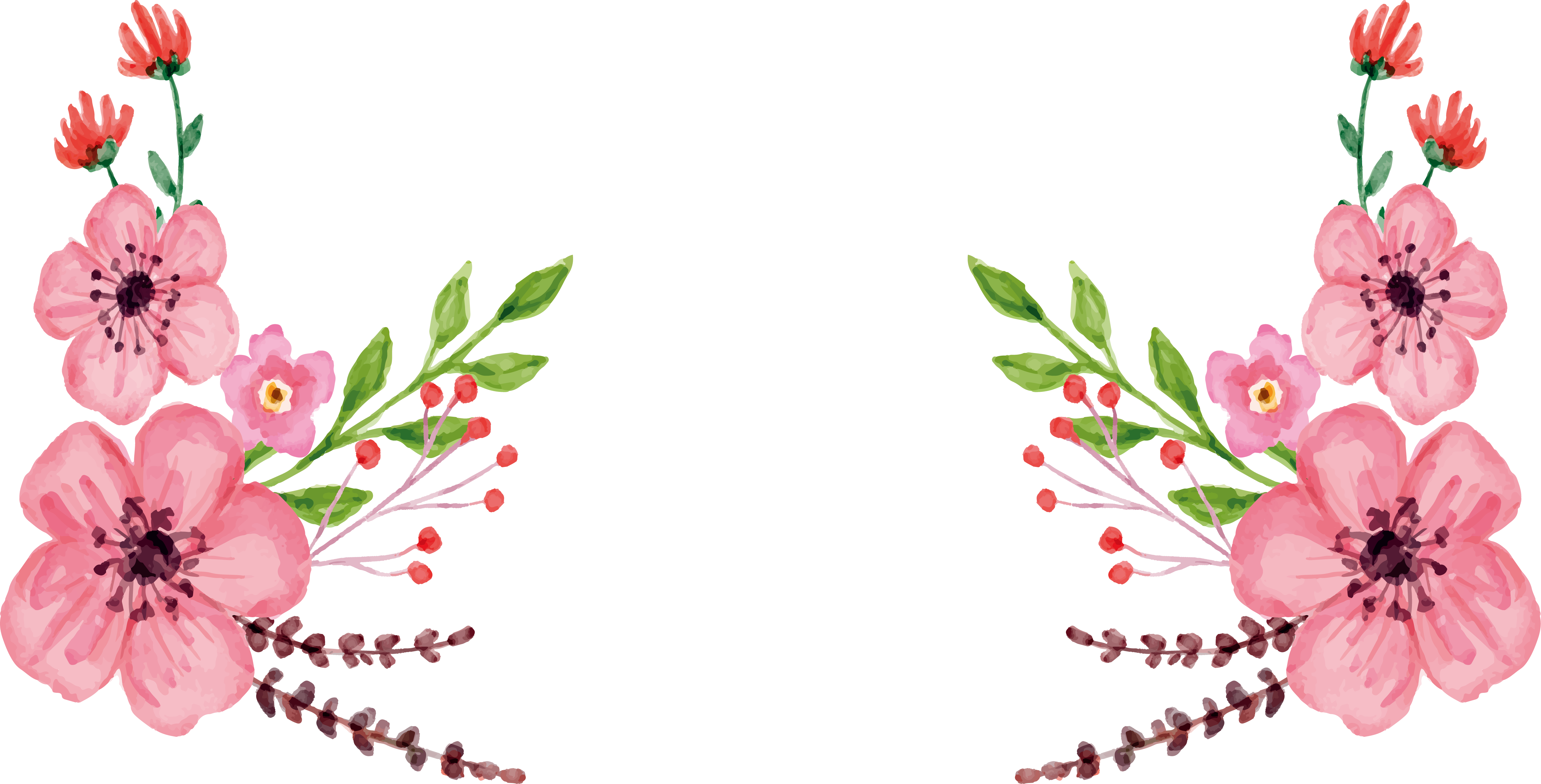 4765x2425 Floral Design Watercolor Painting Pink