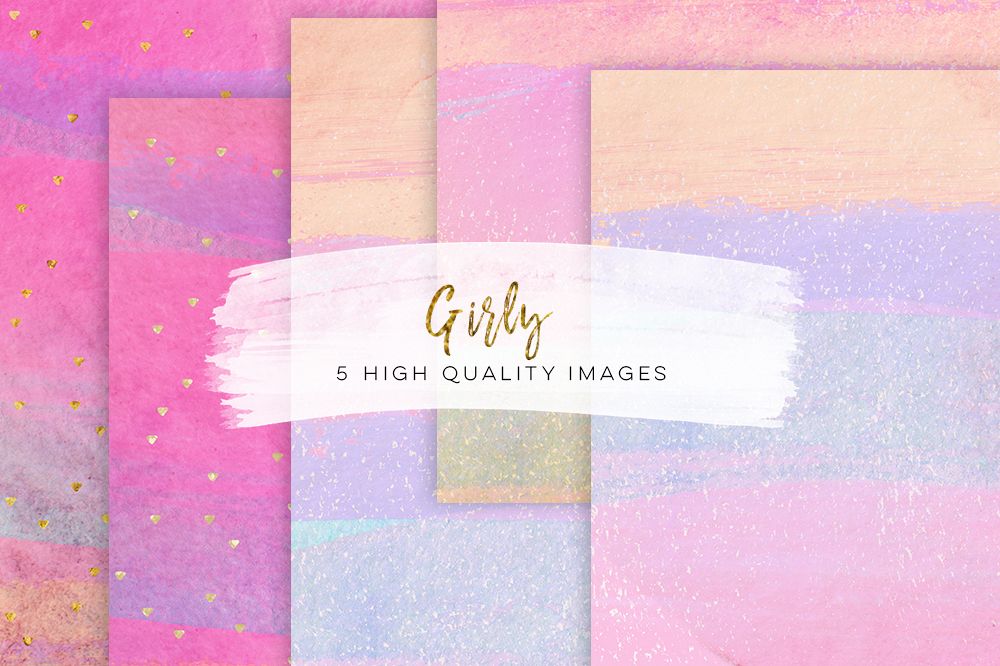 1000x666 Girly Paper Pack, Hand Drawn Watercolor Paper, Digital Fashion