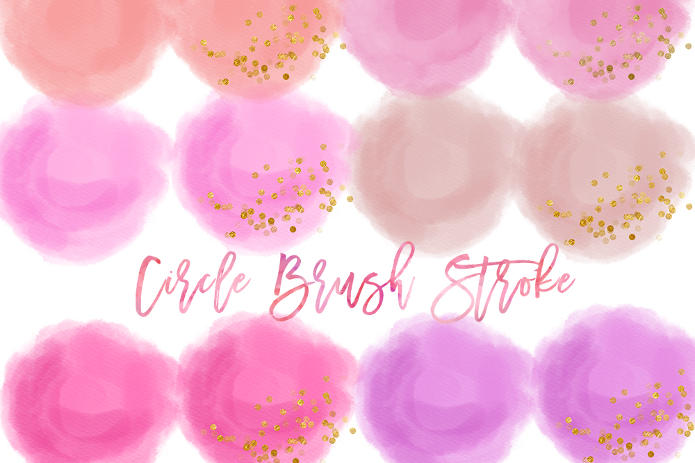1000x667 Pink Gold Circle Brush Strokes, Pink Watercolor Rainbow Clipart