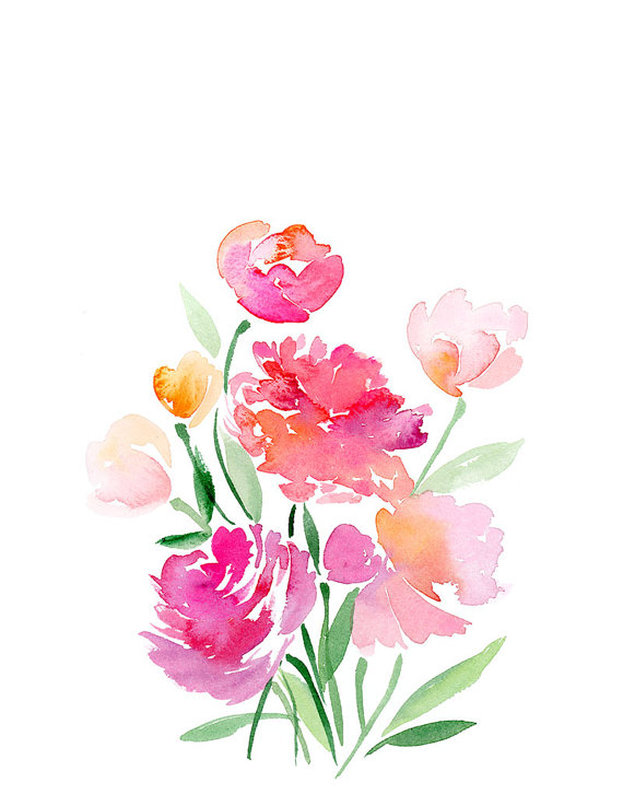570x737 Handmade Watercolor Flower Bouquet Watercolor Watercolor