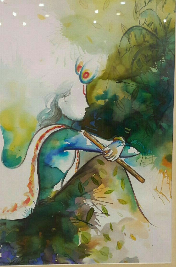 736x1114 Modern Art Watercolor Paintings Beautiful Radha Krishna