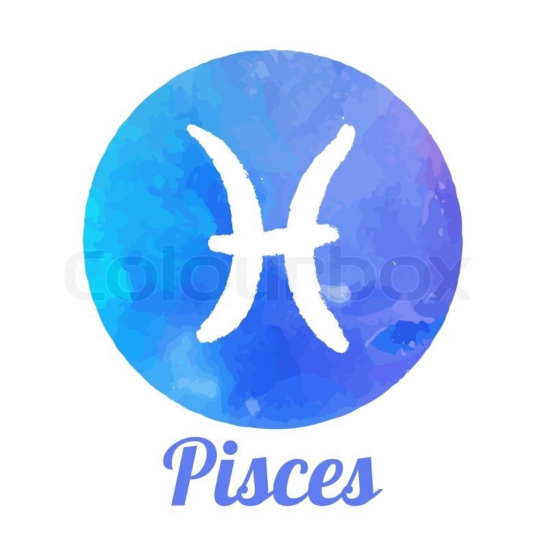 800x800 Watercolor Zodiac Icon Set Pisces Vector Sign Stock Vector