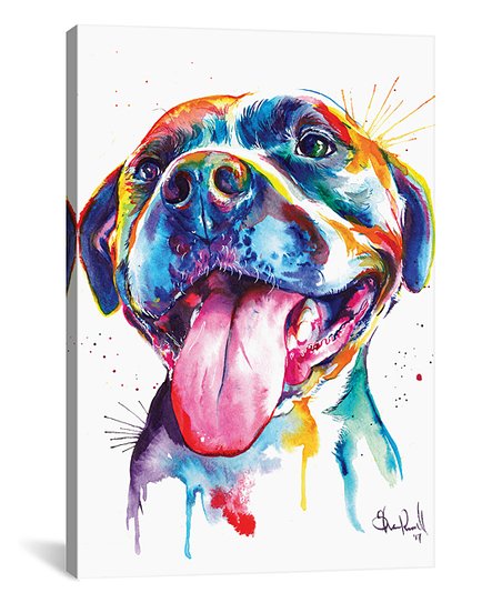 452x543 Shaunna Russell Pitbull Watercolor Wrapped Canvas Zulily