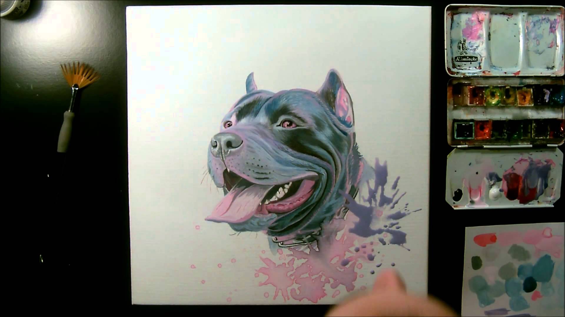 1920x1080 Speed Drawing Pitbull Watercolor