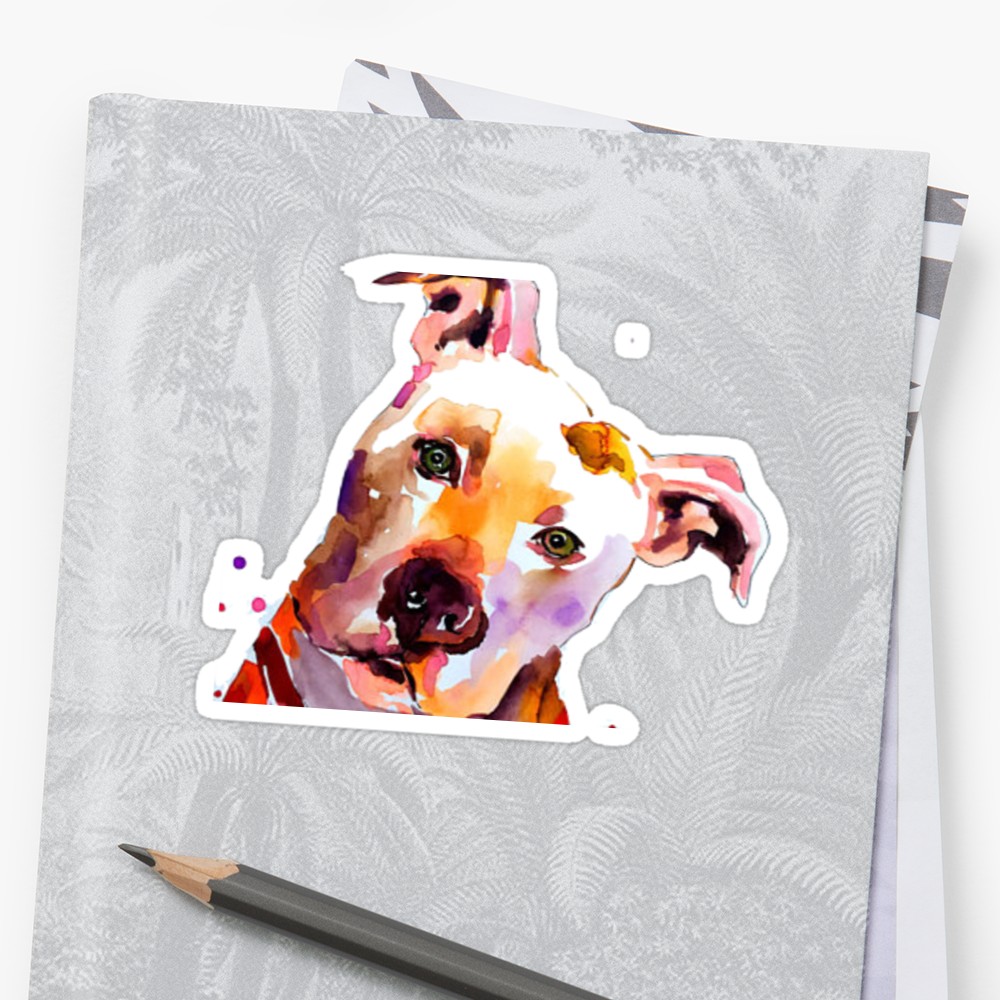 1000x1000 Pitbull Watercolor Stickers By Gaell Redbubble