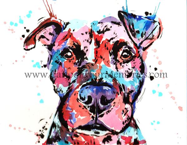 600x464 Pitbull Watercolor Print Cartoon Your Memories