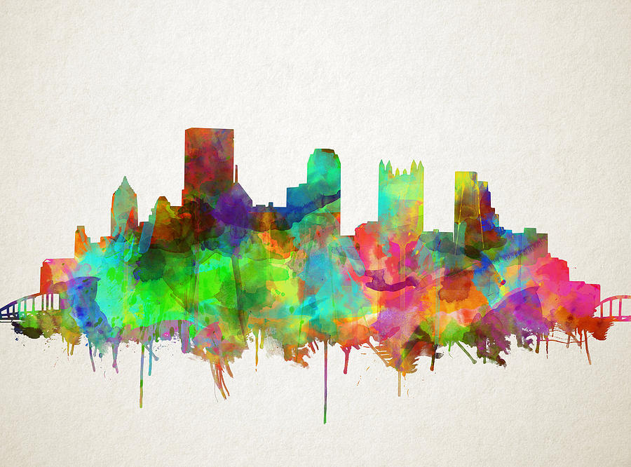 900x666 Pittsburgh Skyline Watercolor 5 Painting By Bekim Art