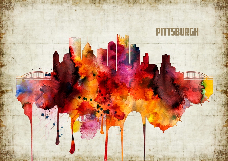 900x636 Pittsburgh Watercolor Print