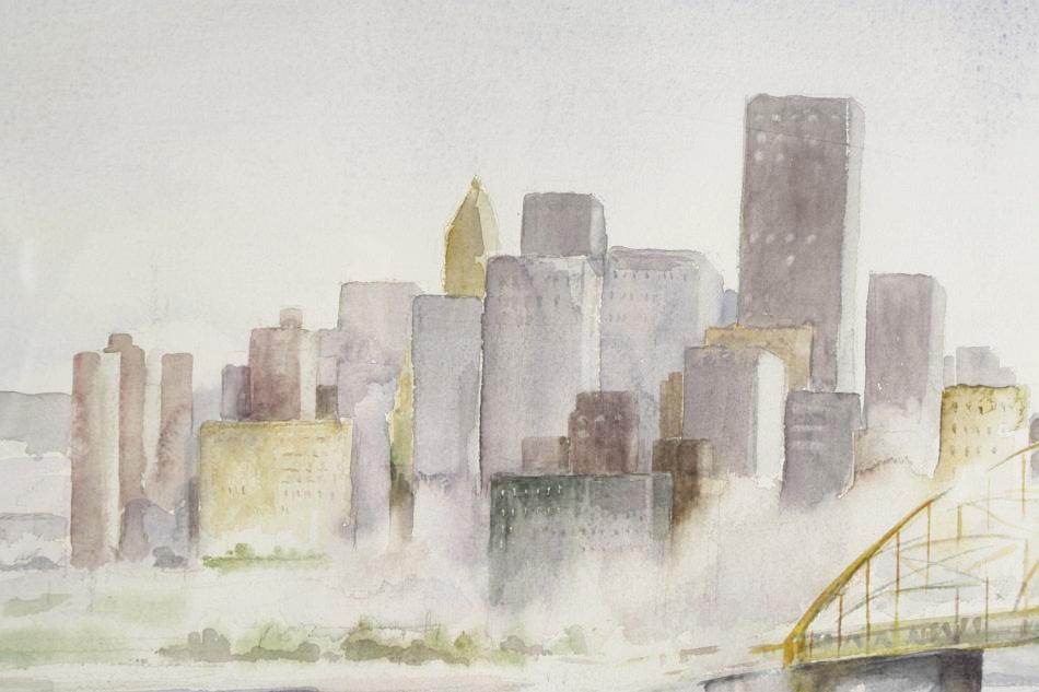 950x633 Rita Nist (American, 20th Century) City Of Pittsburgh, Watercolor,