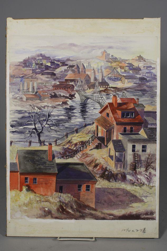 633x950 Artist Unknown (20th Century) Scenes Of Pittsburgh, Watercolor On