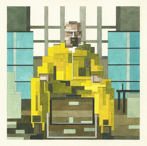 600x595 Pixel Like Watercolor Paintings Of Pop Culture Icons Paintings
