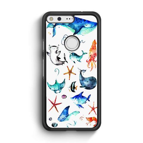 480x480 Underwater Sea Creatures Watercolor For Google Pixel Xl Case