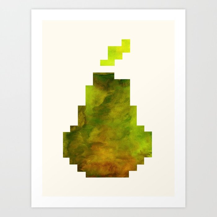 700x700 Geometric Pixel Avocado Watercolor Painting Art Print By Enshape