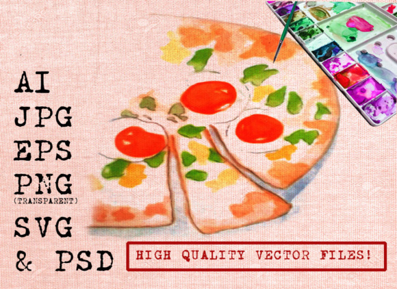 580x422 Pizza With Eggs Watercolor Graphic By Ambar Art
