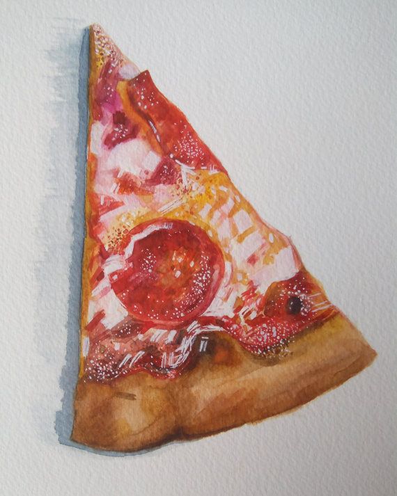 570x713 Pizza Watercolor Gouache Illustration Food Illustration Pizza