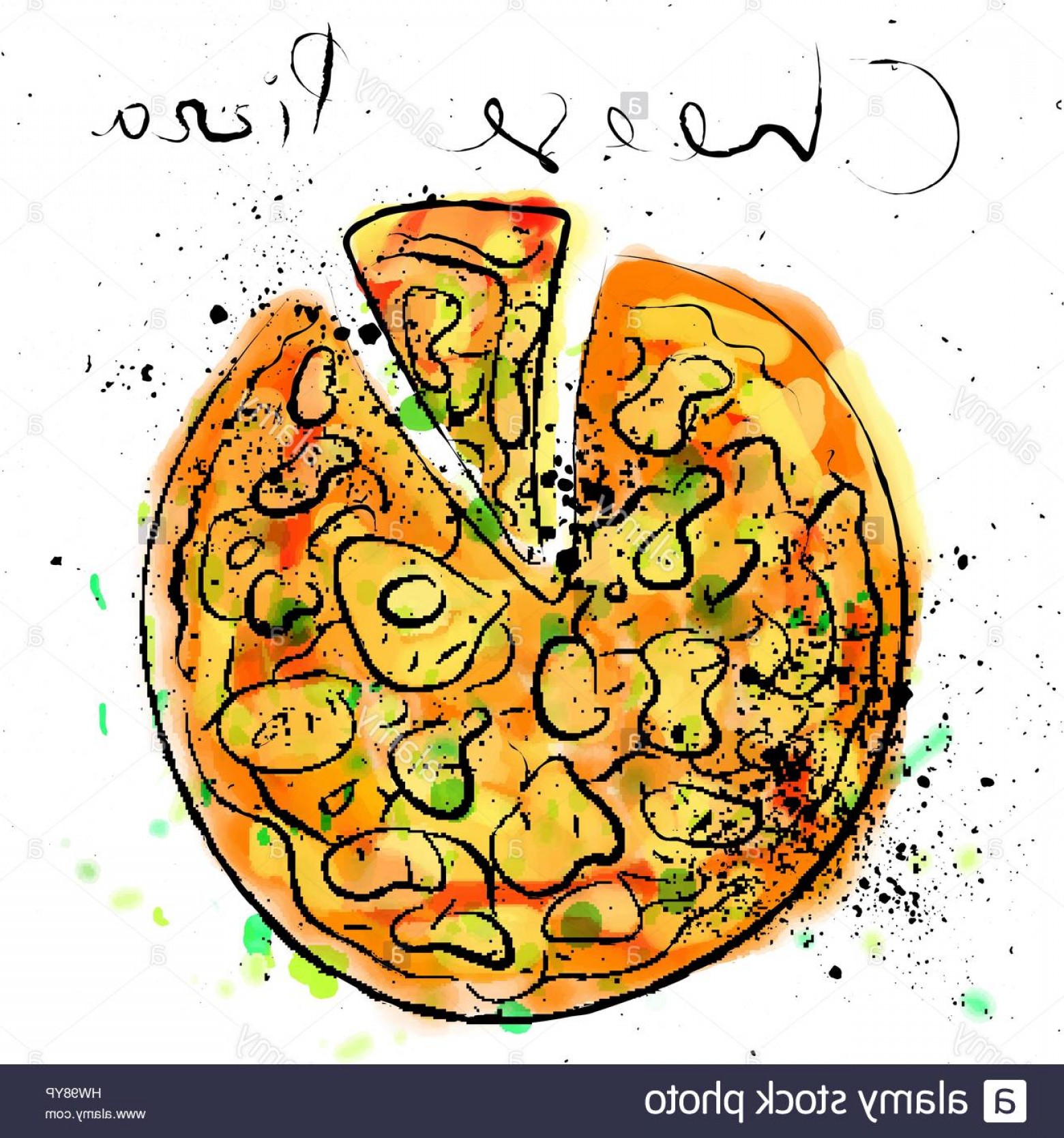 1560x1668 Stock Photo Cheese Pizza Watercolor Hand Draw Style Shopatcloth