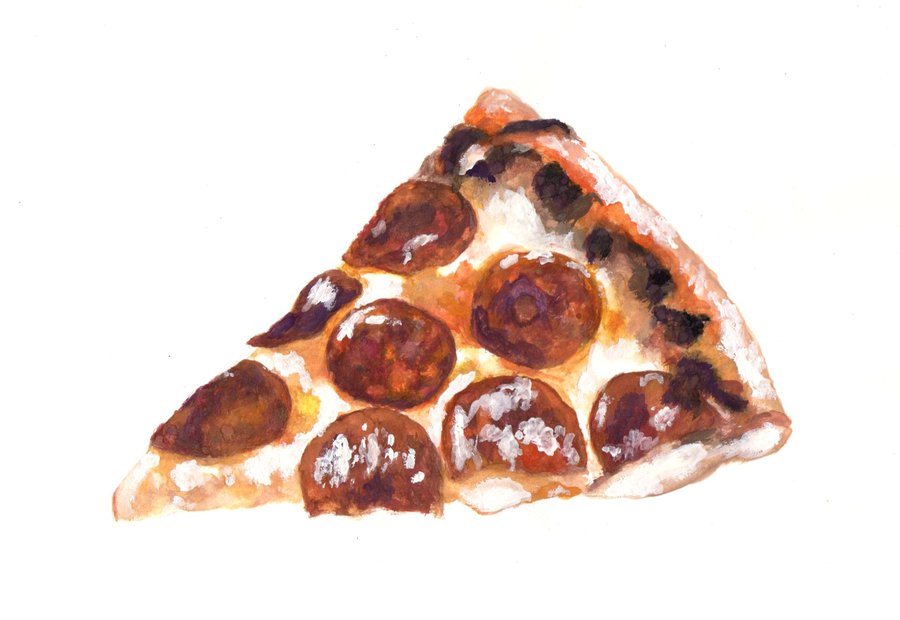 900x620 Watercolor Pizza By Theaser9