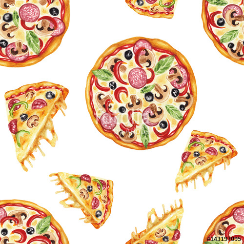 500x500 Watercolor Pizza Pattern Stock Photo And Royalty Free Images On