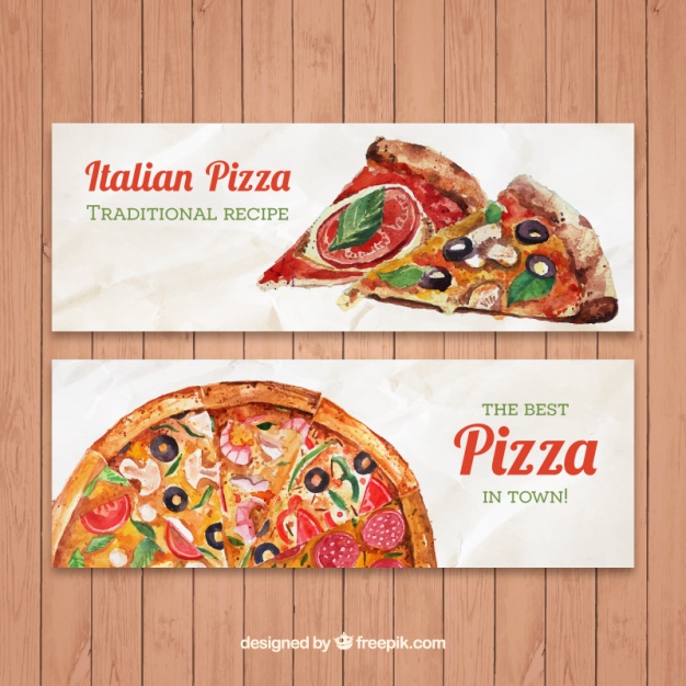 626x626 Beautiful Watercolor Traditional Pizza Banners Vector Free Download