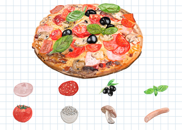 626x450 Hand Drawn Italian Pizza Watercolor Style Vector Free Download