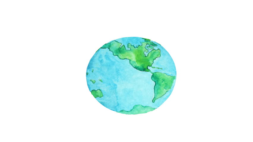 852x480 Watercolor Animation, Planet Earth Over Stock Footage Video (100