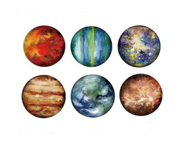 640x483 Waterproof Temporary Fake Tattoo Stickers Watercolor Red Blue